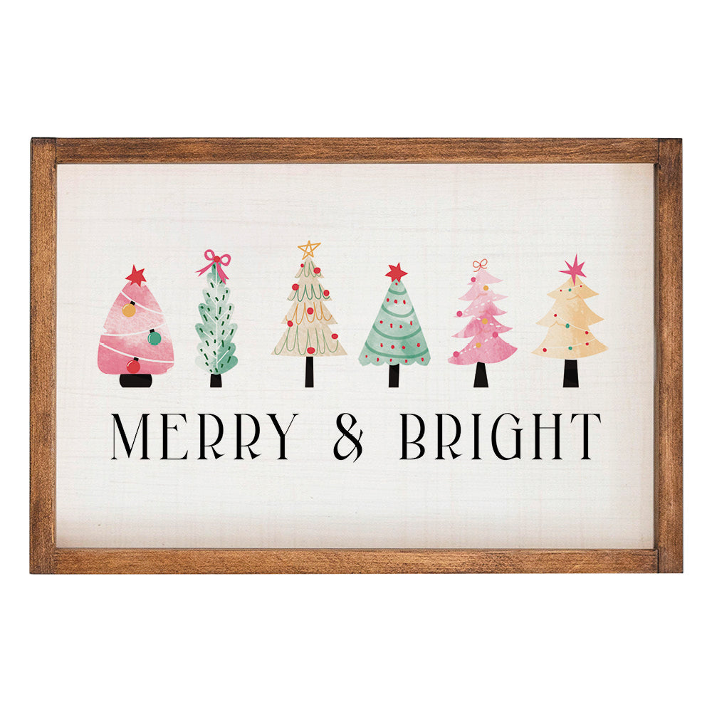 Merry & Bright Festive Christmas Trees Wall Art