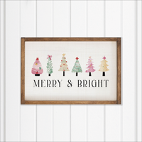 Merry & Bright Festive Christmas Trees Wall Art