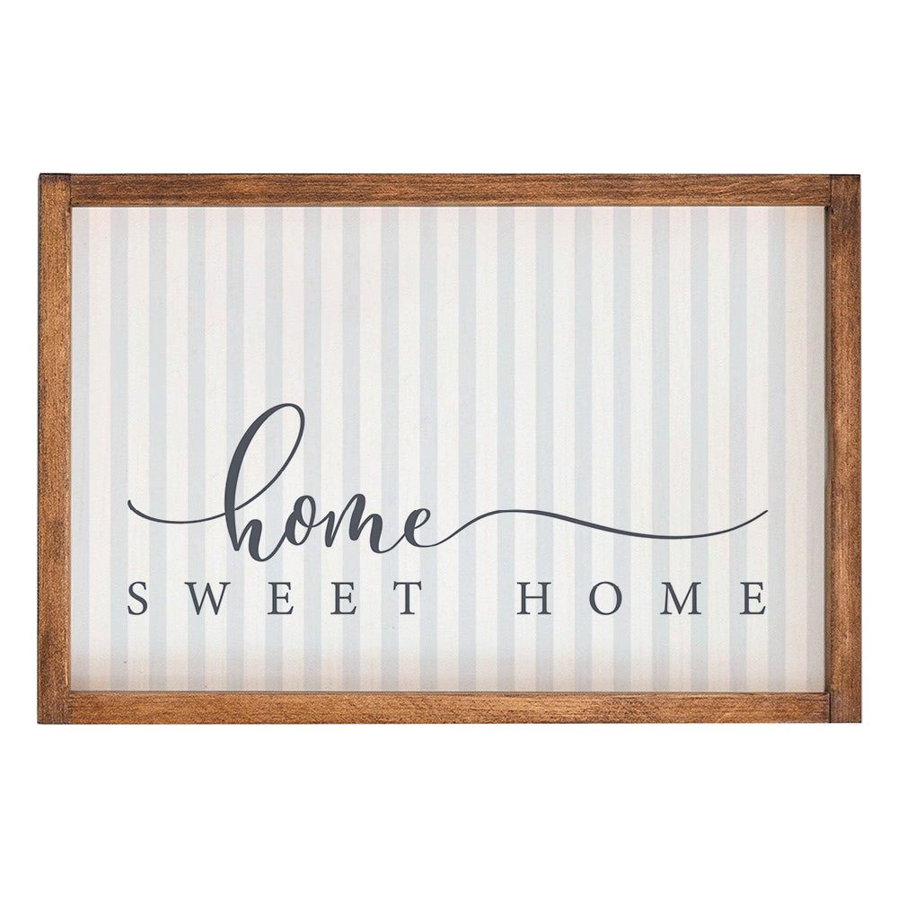 Blue and White Striped Home Sweet Home Wall Art