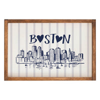 Boston Blue Striped Skyline  Wall Art