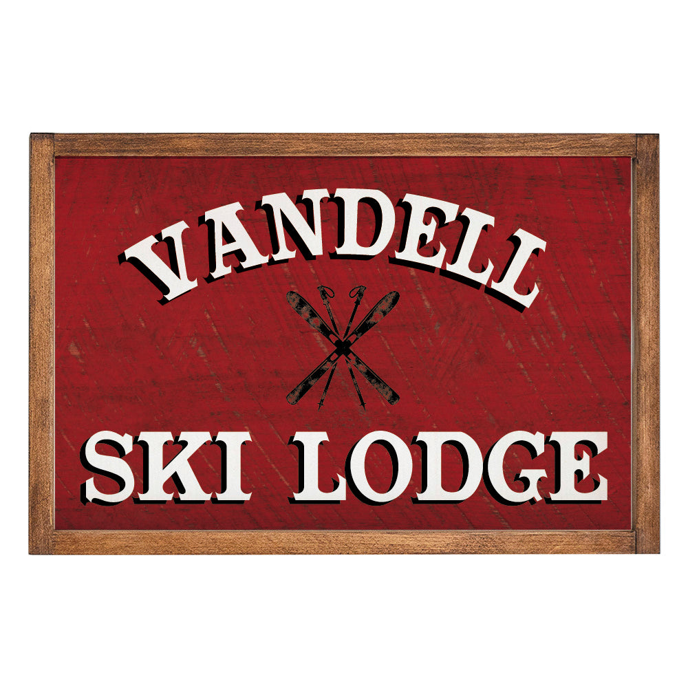 Red Ski Lodge Personalized Wall Art