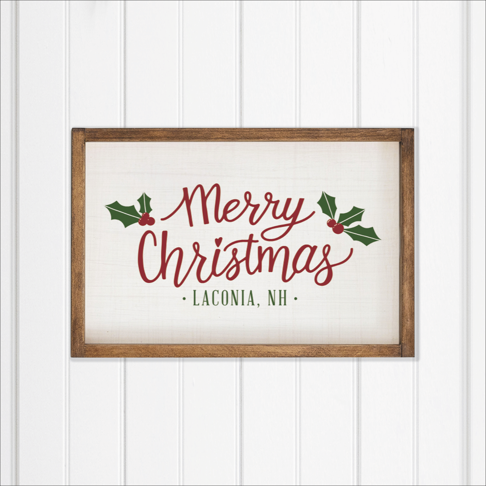 Personalized Merry Christmas Holly Leaves Wall Art