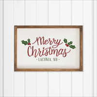 Personalized Merry Christmas Holly Leaves Wall Art