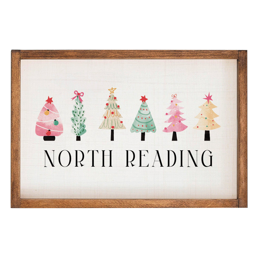 Merry & Bright Festive Christmas Trees Personalized Wall Art