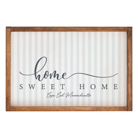 Blue and White Striped Home Sweet Home Personalized Wall Art