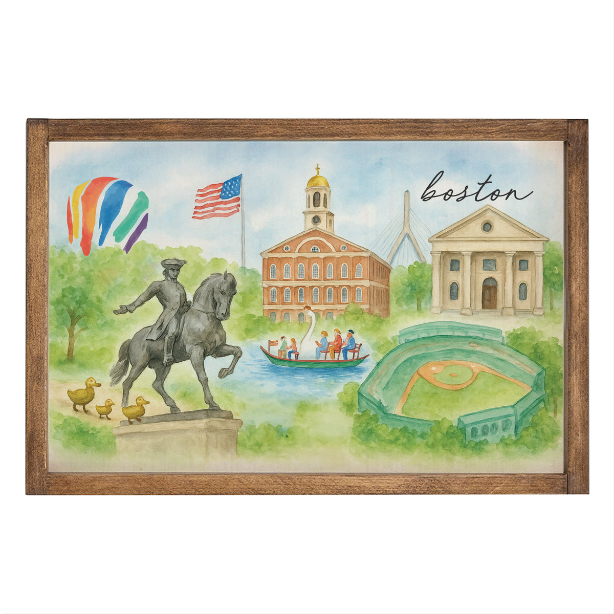 Boston Landmark Watercolor Wall Art