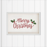 Merry Christmas Holly Leaves Wall Art