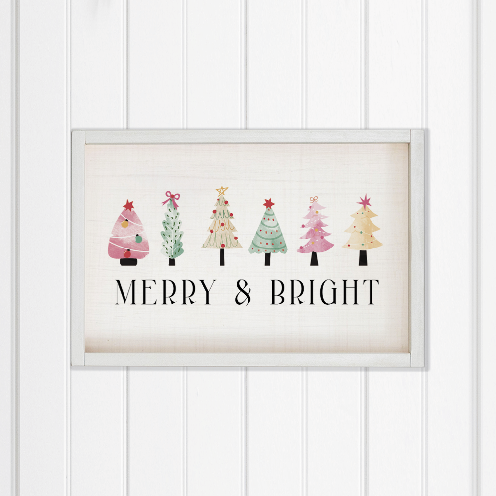 Merry & Bright Festive Christmas Trees Wall Art