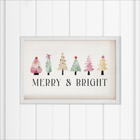 Merry & Bright Festive Christmas Trees Wall Art