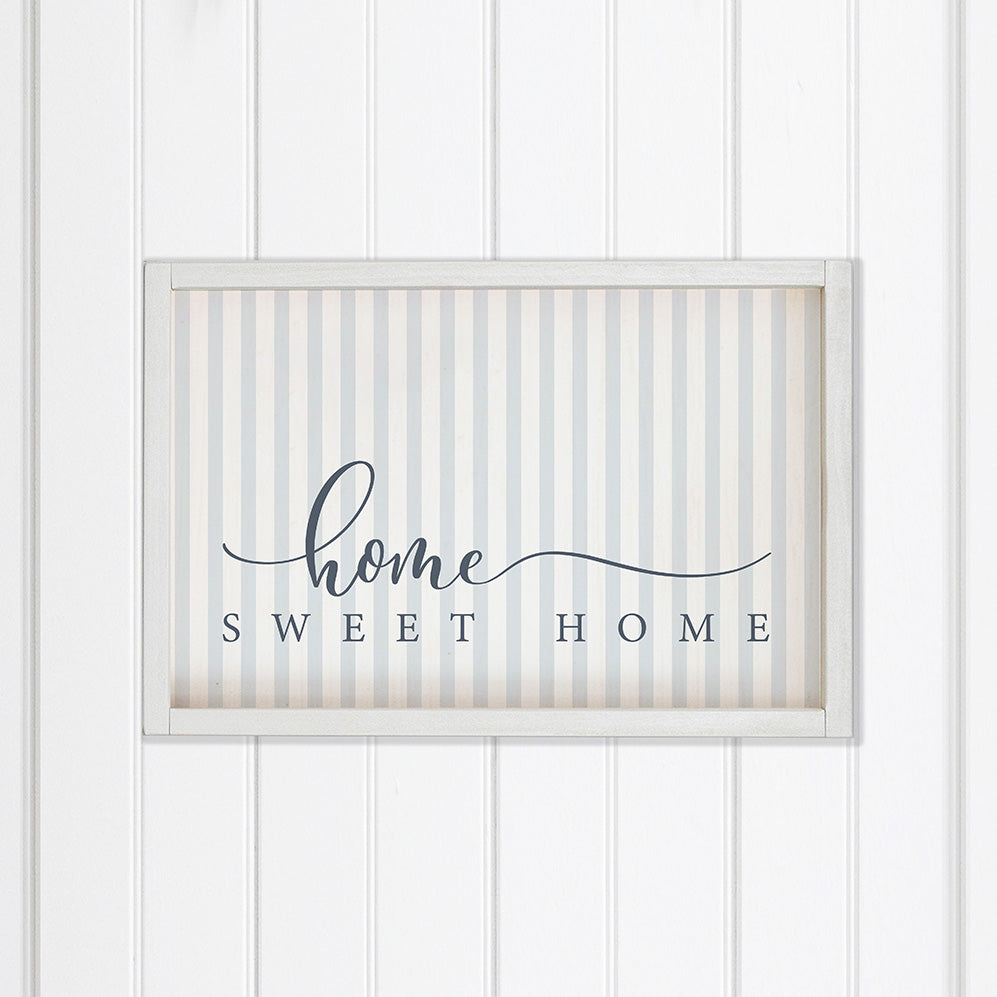 Blue and White Striped Home Sweet Home Wall Art