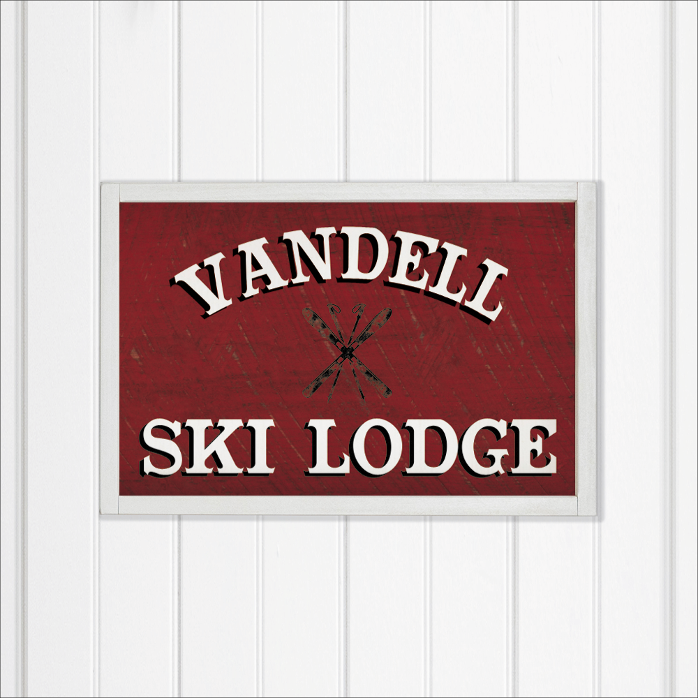 Personalized Red Ski Lodge Wall Art