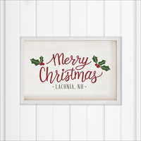 Personalized Merry Christmas Holly Leaves Wall Art