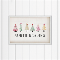 Personalized Merry & Bright Festive Christmas Trees Wall Art