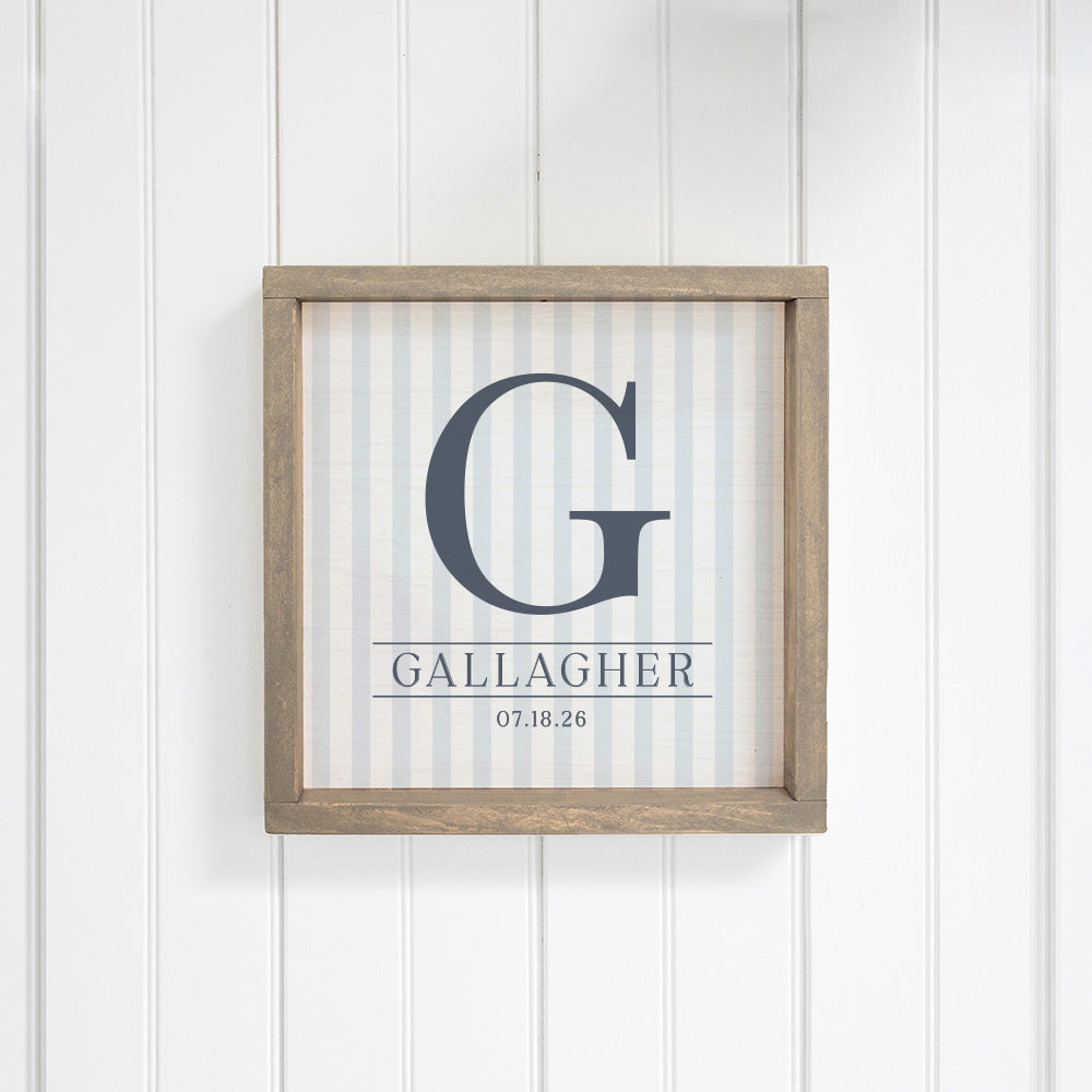 Custom Initial Striped Personalized Wall Art