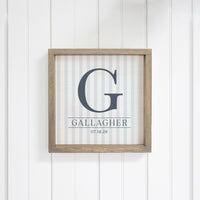 Custom Initial Striped Personalized Wall Art