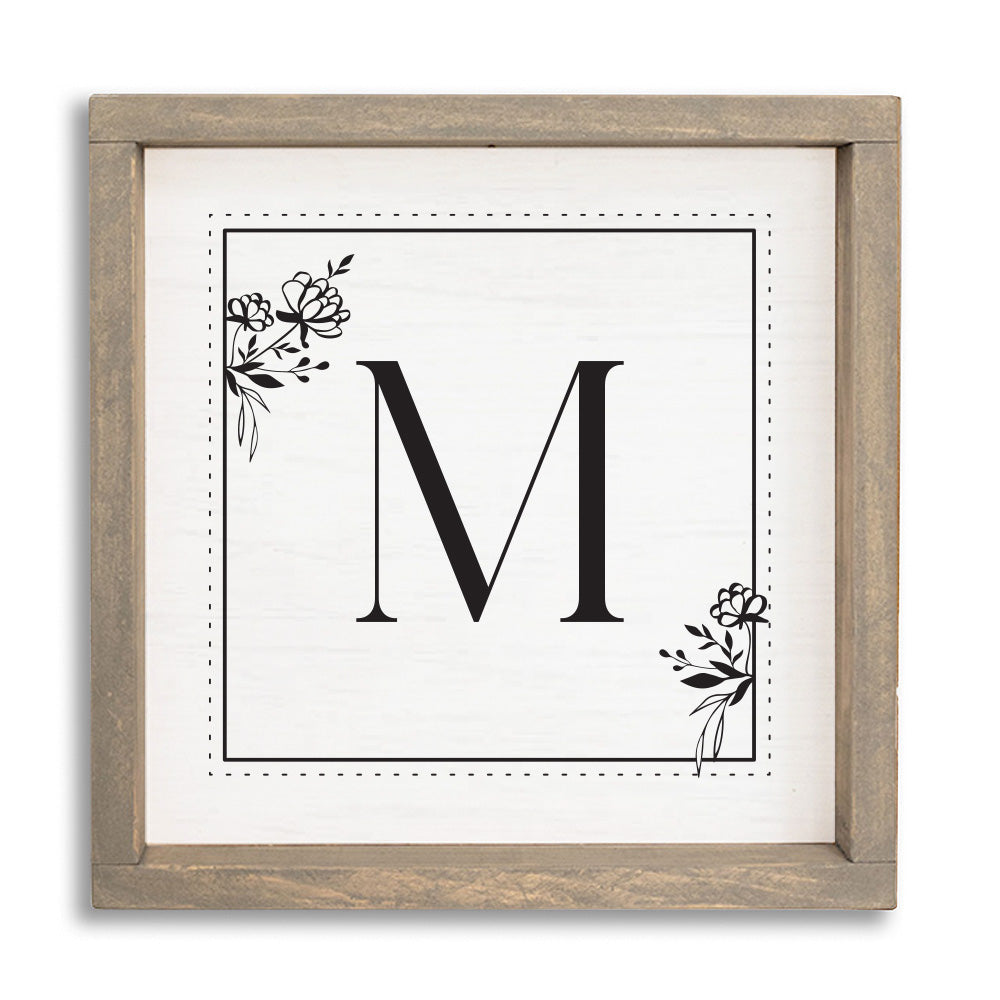 Classic Floral Initial Personalized Wall Art