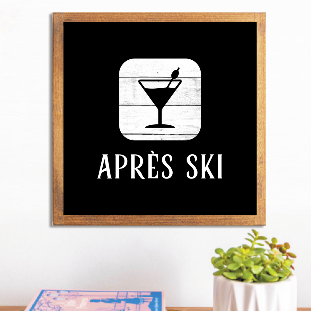 Black and White Apres Ski Martini Wall Art