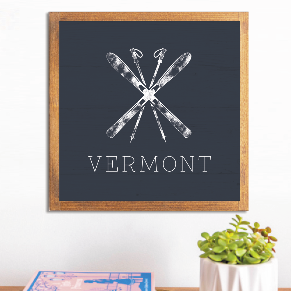 Personalized Navy Blue Ski Wall Art