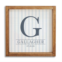 Custom Initial Striped Personalized Wall Art