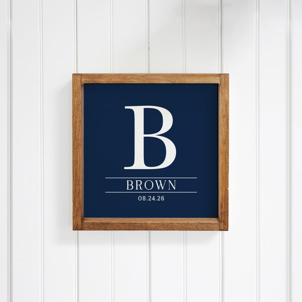 Initial Navy Personalized Wall Art