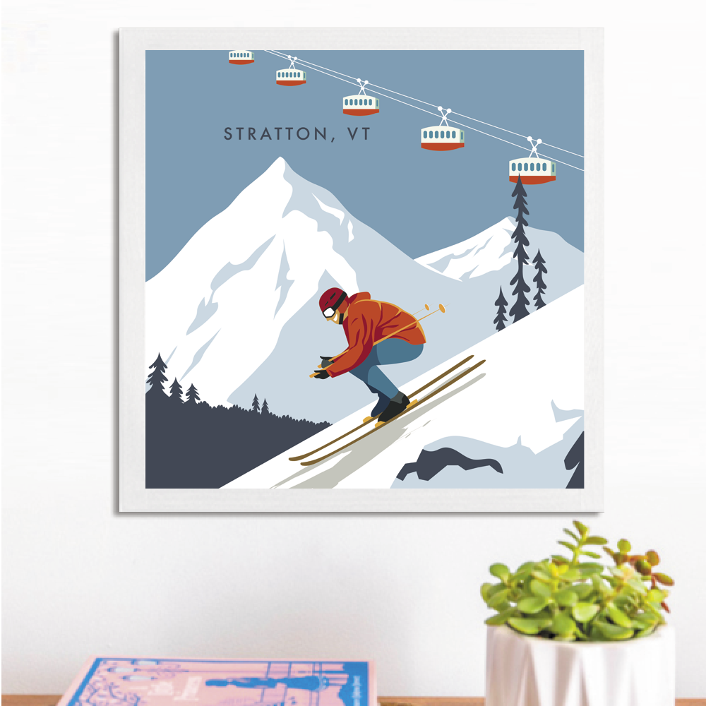 Personalized Bluebird Ski Day Wall Art