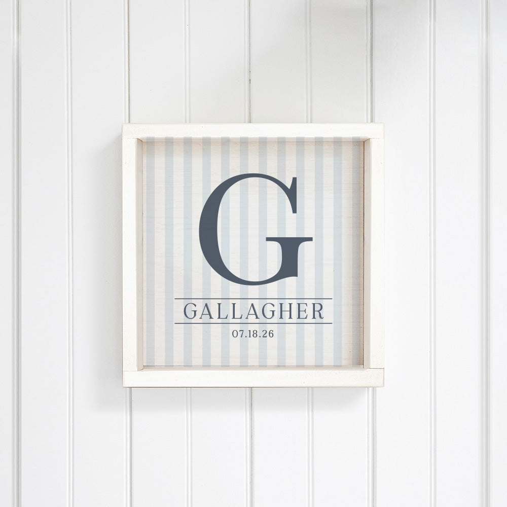 Custom Initial Striped Personalized Wall Art