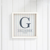 Custom Initial Striped Personalized Wall Art