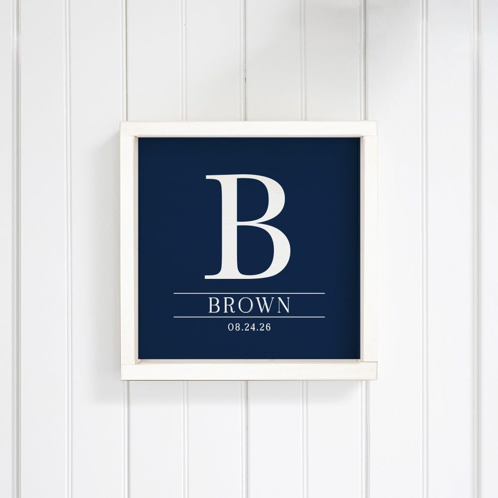 Initial Navy Personalized Wall Art