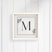 Classic Floral Initial Personalized Wall Art