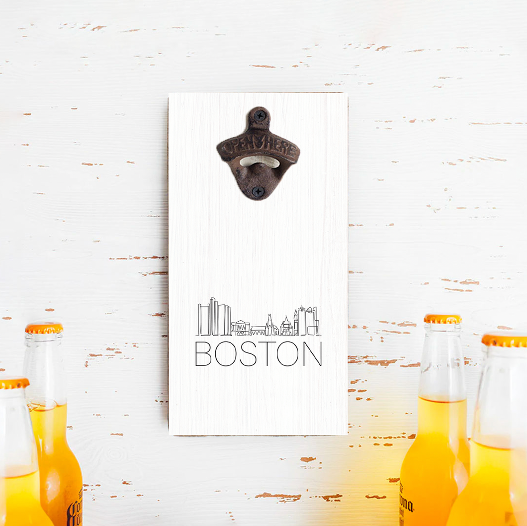 Line Art Boston Skyline Bottle Opener