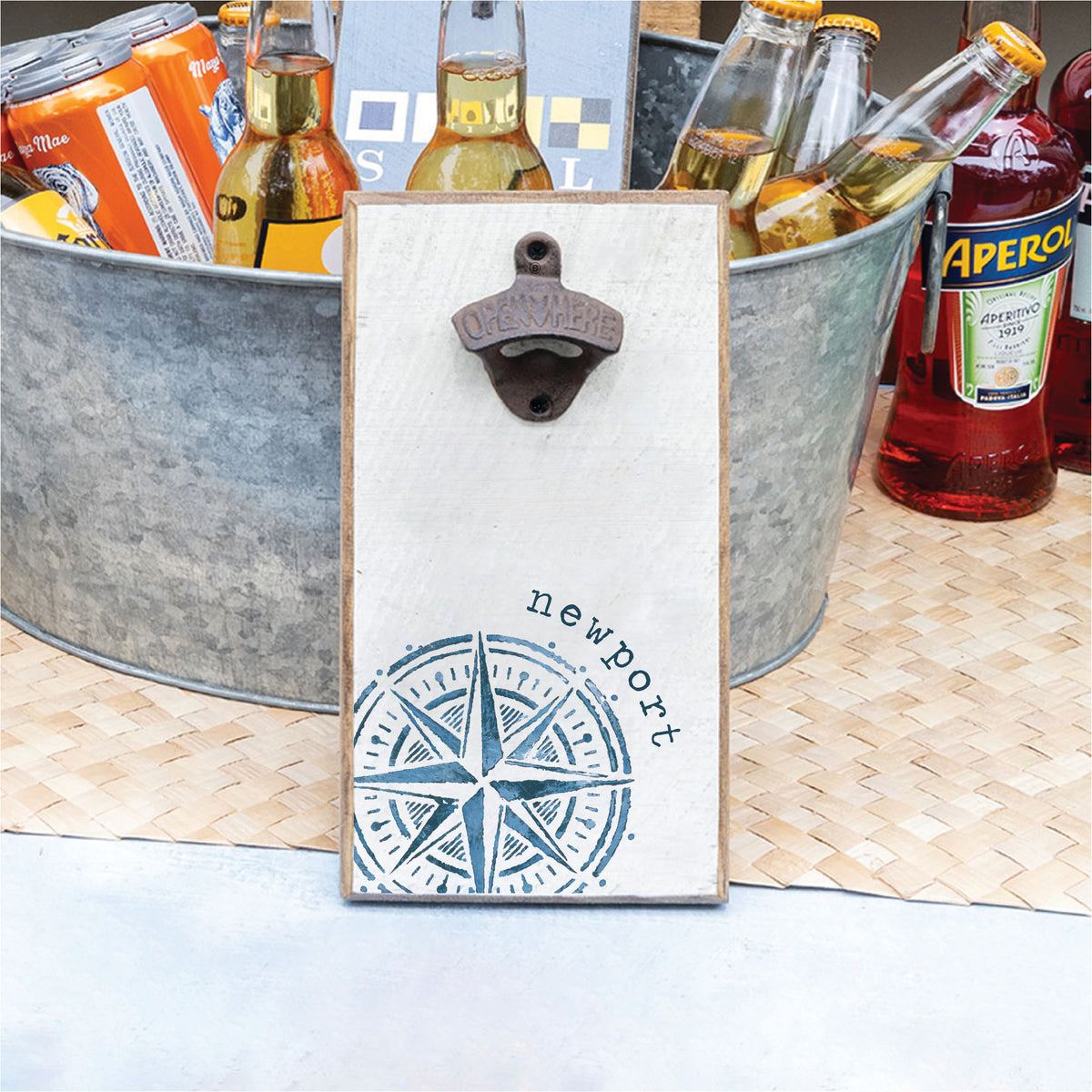 Blue Compass Personalized Bottle Opener