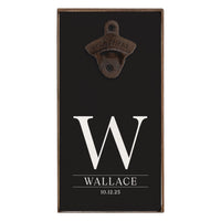 Initial Black Personalized Bottle Opener