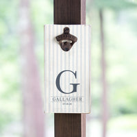 Initial Striped Personalized Bottle Opener
