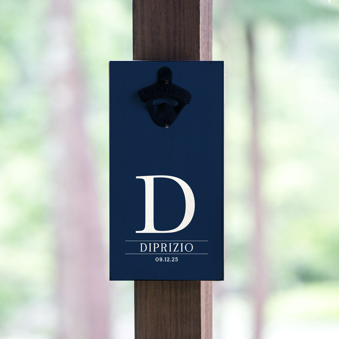 Initial Navy Personalized Bottle Opener