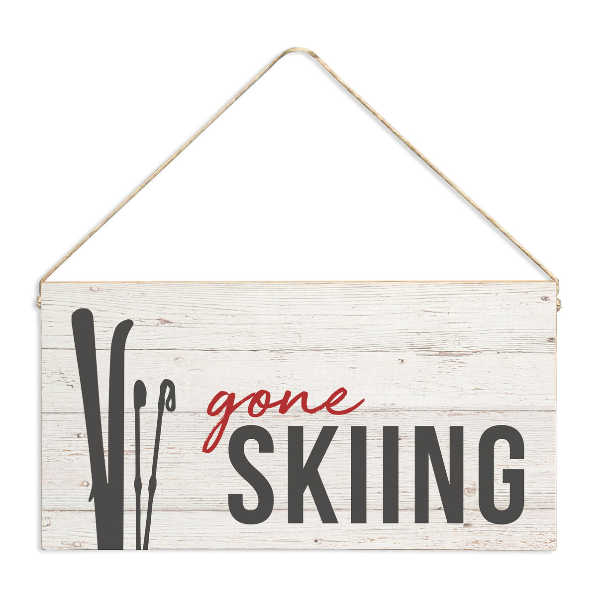 Gone Skiing Twine Sign