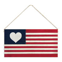 American Flag Heart Twine Sign