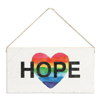 Rainbow Hope Heart Twine Sign