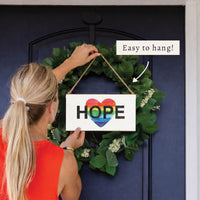 Rainbow Hope Heart Twine Sign