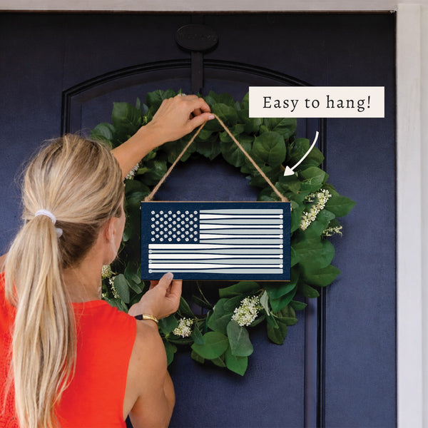 Baseball Bat American Flag Twine Sign