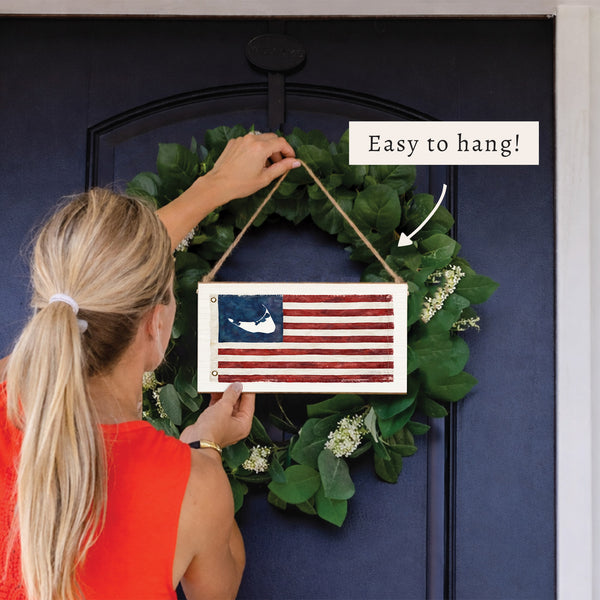 Nantucket American Vintage Flag Twine Sign