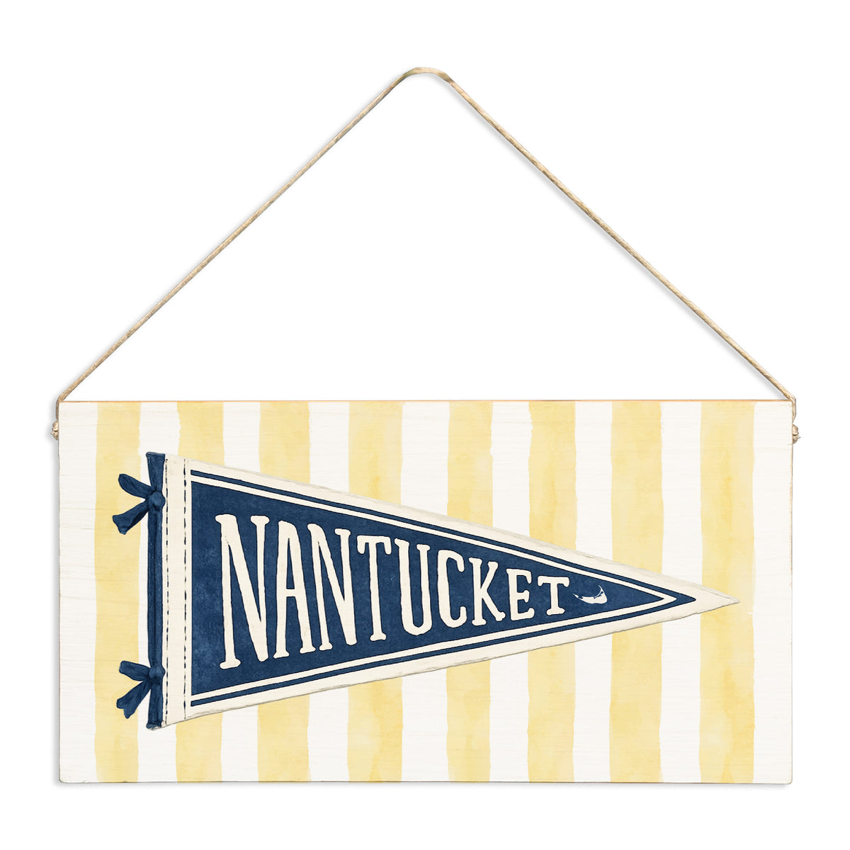 Nantucket Pennant Yellow Stripes Twine Sign