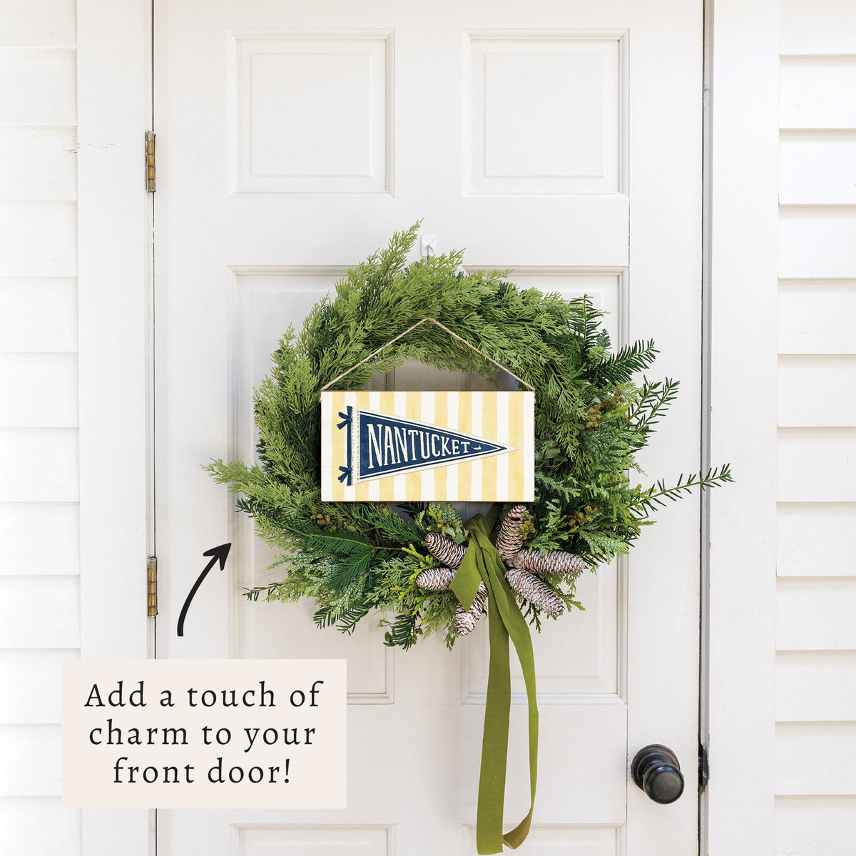 Nantucket Pennant Yellow Stripes Twine Sign