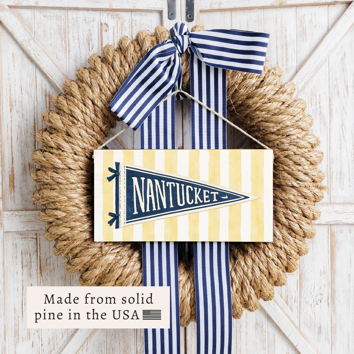 Nantucket Pennant Yellow Stripes Twine Sign