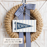 Newport Pennant Blue Stripes Twine Sign