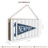 Newport Pennant Blue Stripes Twine Sign