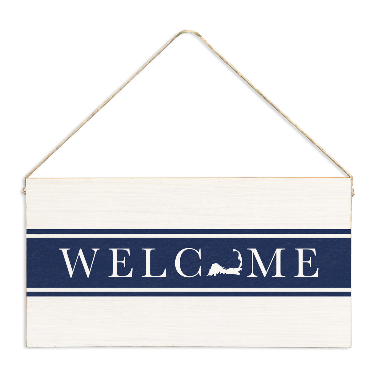 Cape Cod Welcome Navy Twine Sign