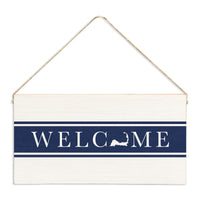 Cape Cod Welcome Navy Twine Sign