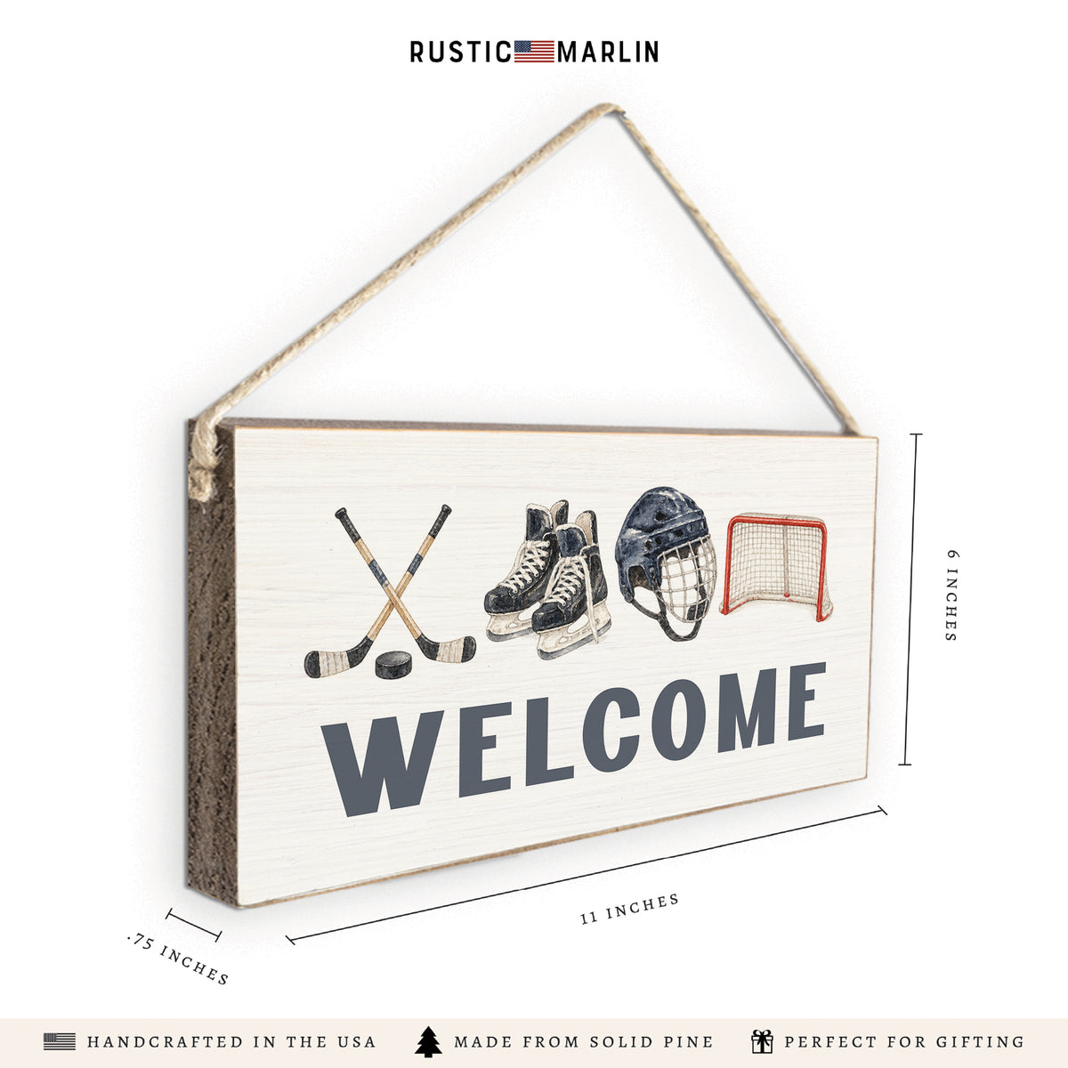 Hockey Icons Welcome Twine Sign