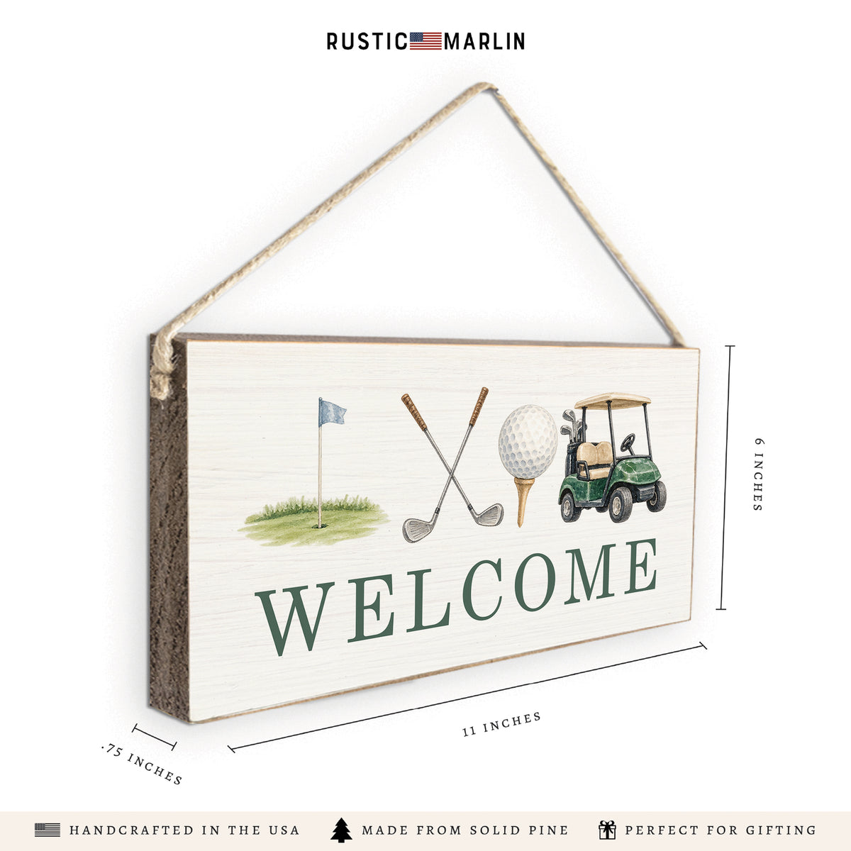 Golf Icons Welcome Twine Sign