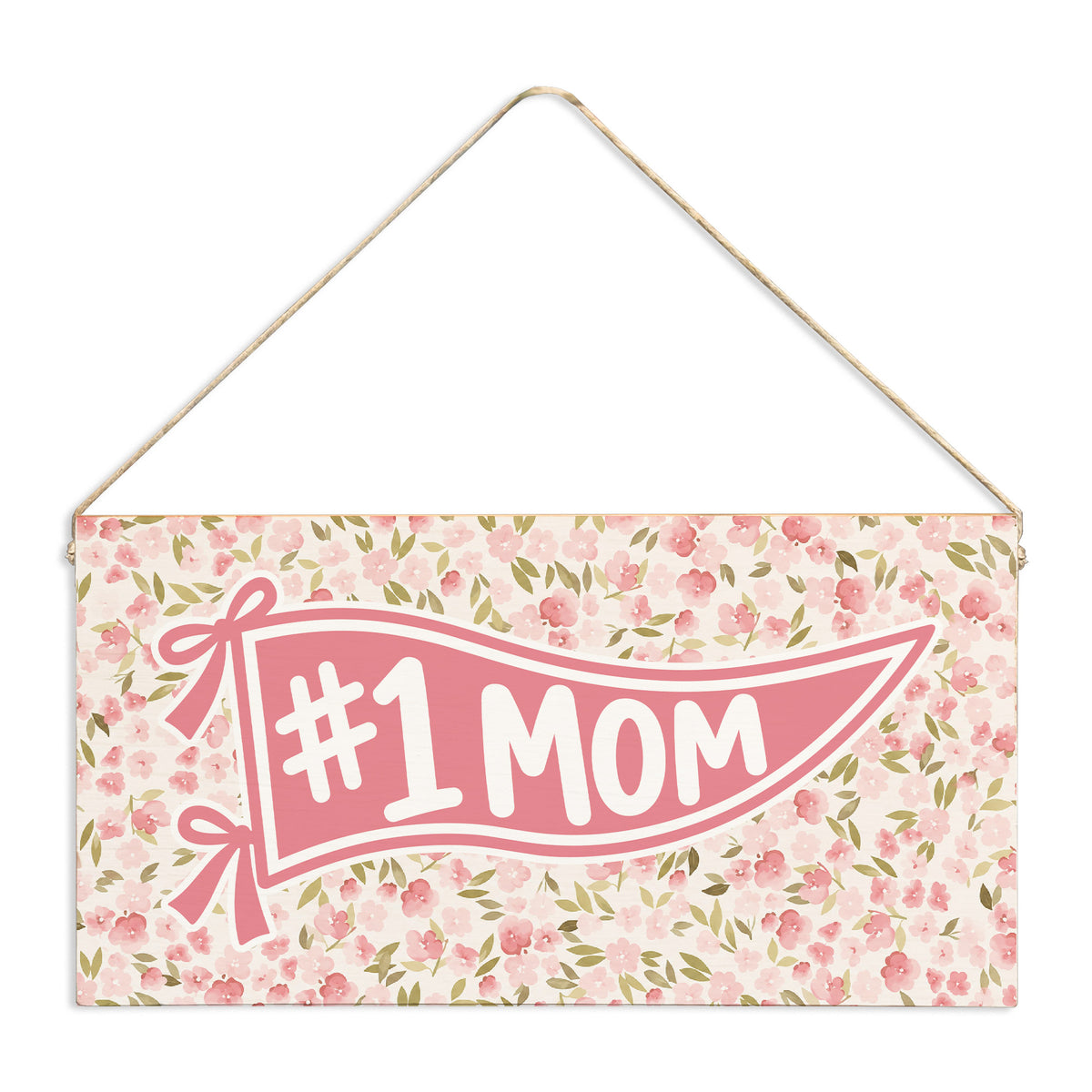 #1 Mom Penant Flag Twine Sign